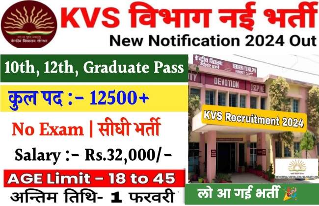 KVS Vacancy 2024 Apply Online Notification