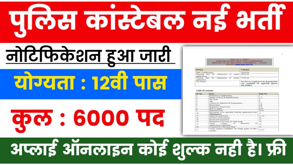 Sipahi Bharti 2024 for 6000 post apply Online