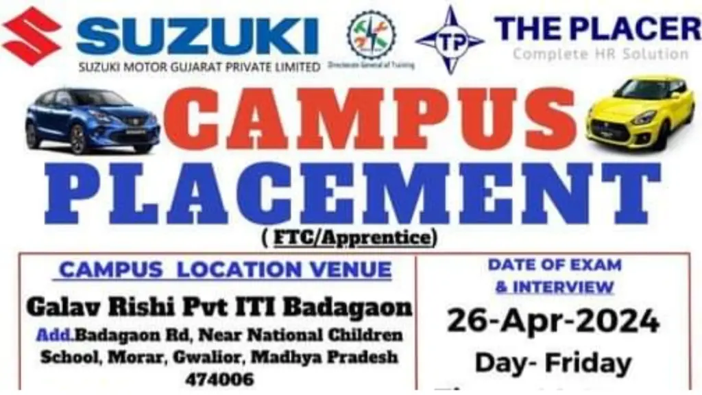 SUZUKI Motor Ltd Gujrat Urgent Campus 2024