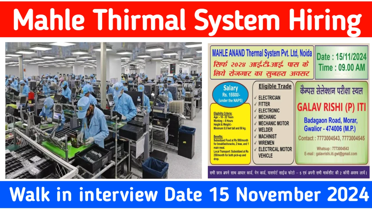 Mahle Thirmal System Recruitment 2024