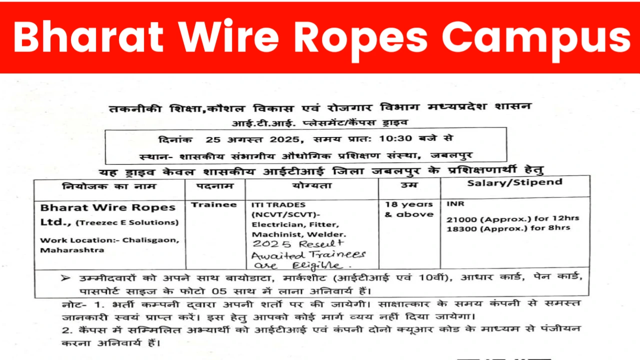 Bharat Wire Ropes Campus Placement 2025