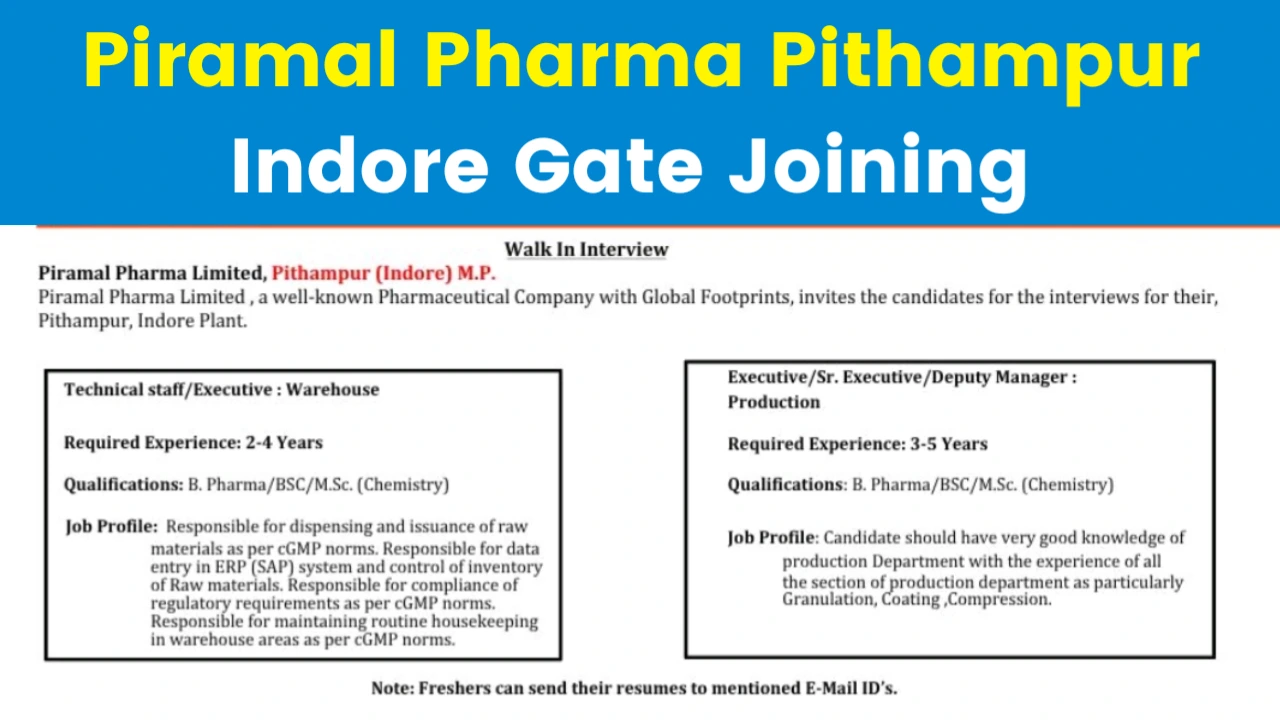 Piramal Pharma Limited Recruitment 2025