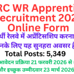RRC WR Apprentice Recruitment 2026 Online Form