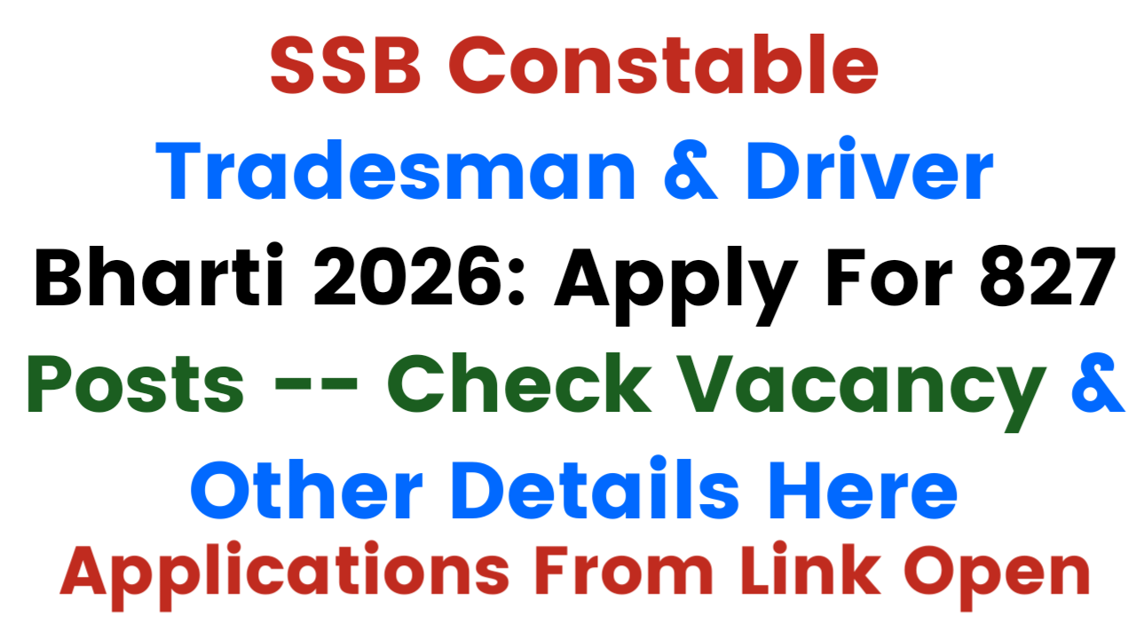 SSB Constable Tradesman & Driver Bharti 2026