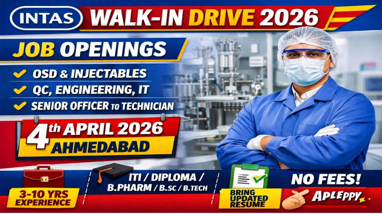 Intas Pharmaceuticals Ltd Walk-In Drive 2026